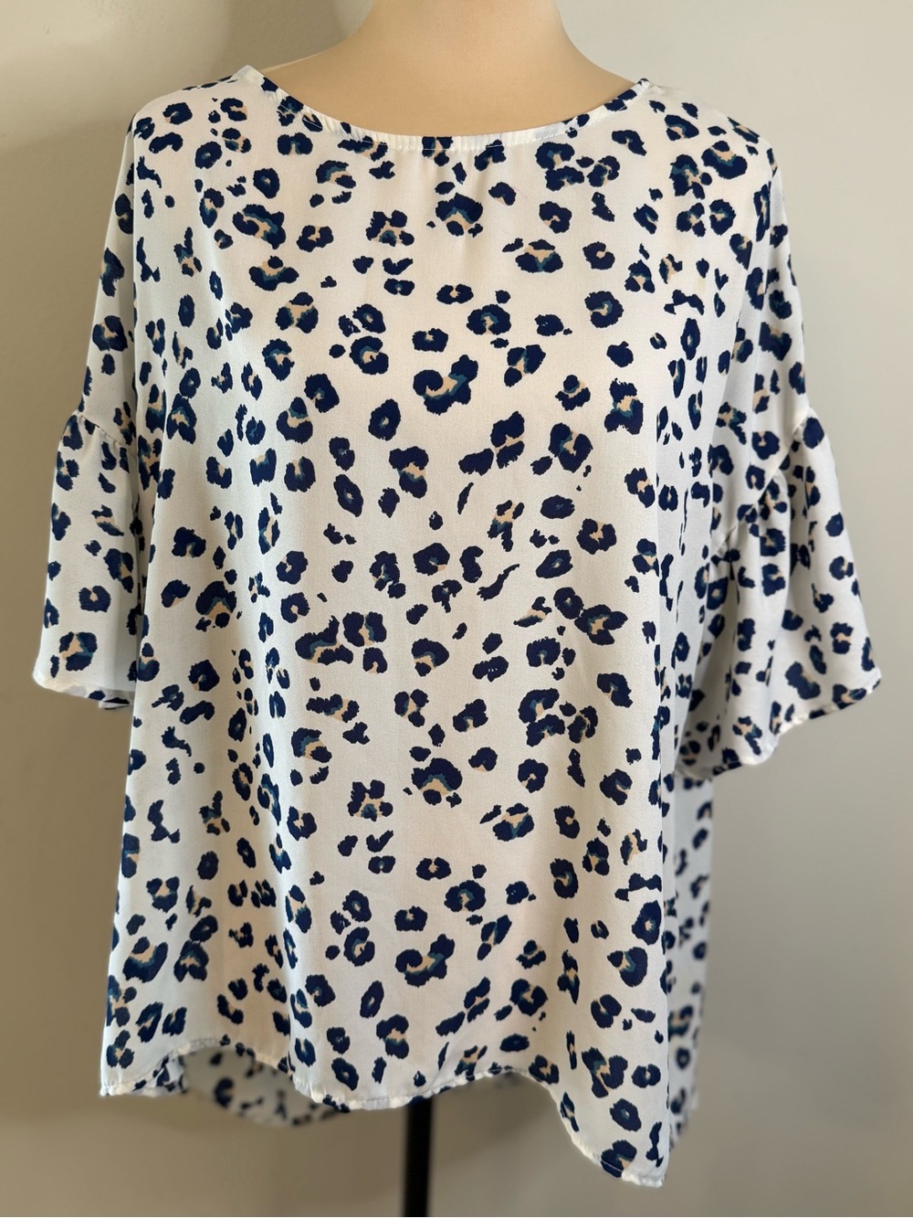 Red Lolly boho leopard print top white blue tan black oversized SM